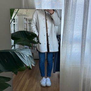 White Mock Neck Sherpa Jacket